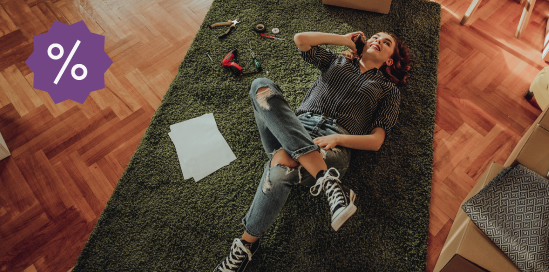 girl resting on carpet during renovation